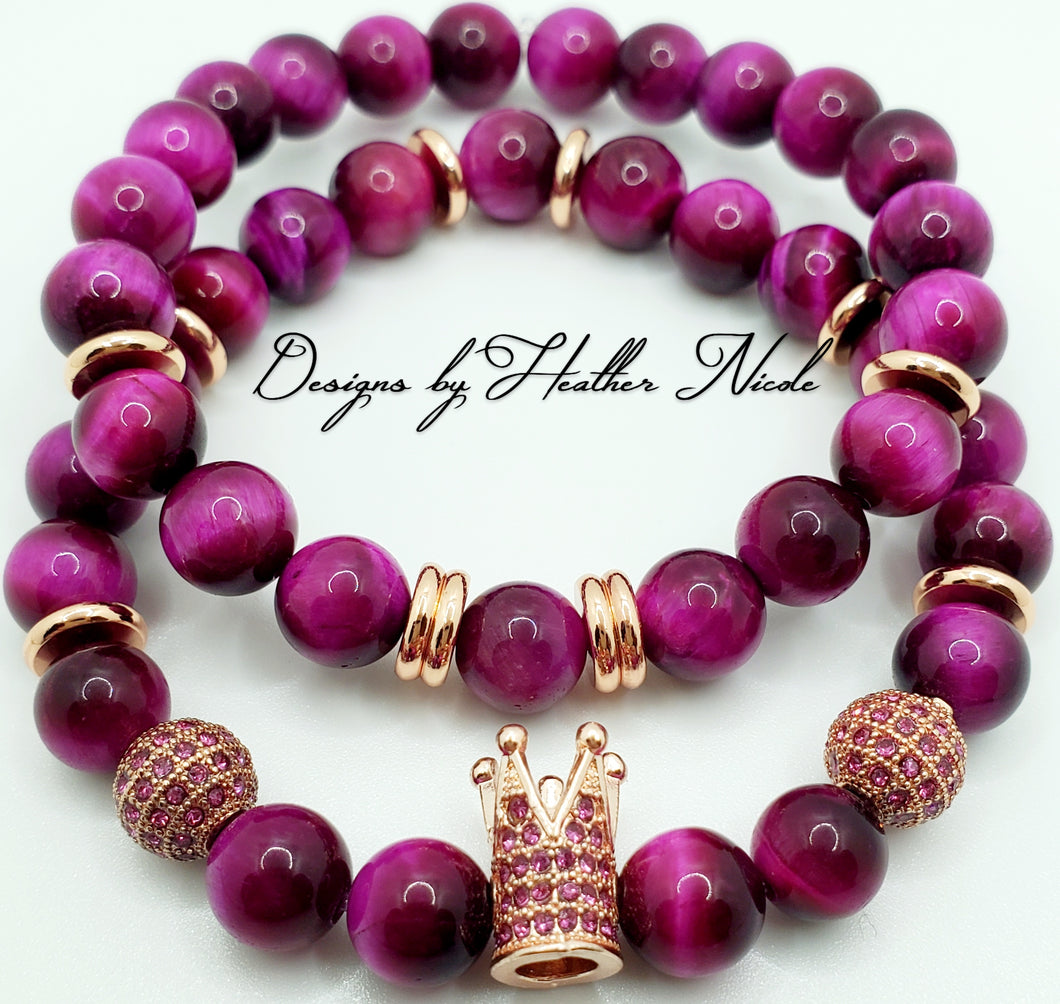 2pc Rose Gold Crown Bracelet Set